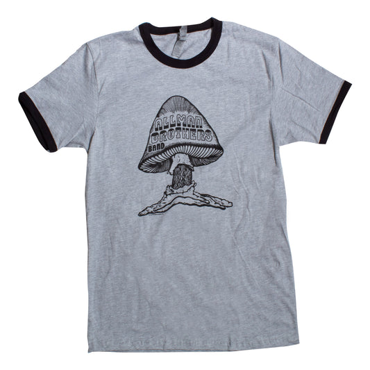 Allman Brothers Band Ringer Tee Gray Shroom