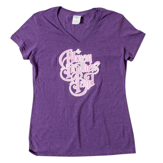 Allman Brothers Band Purple Stacked Logo Ladies Tee