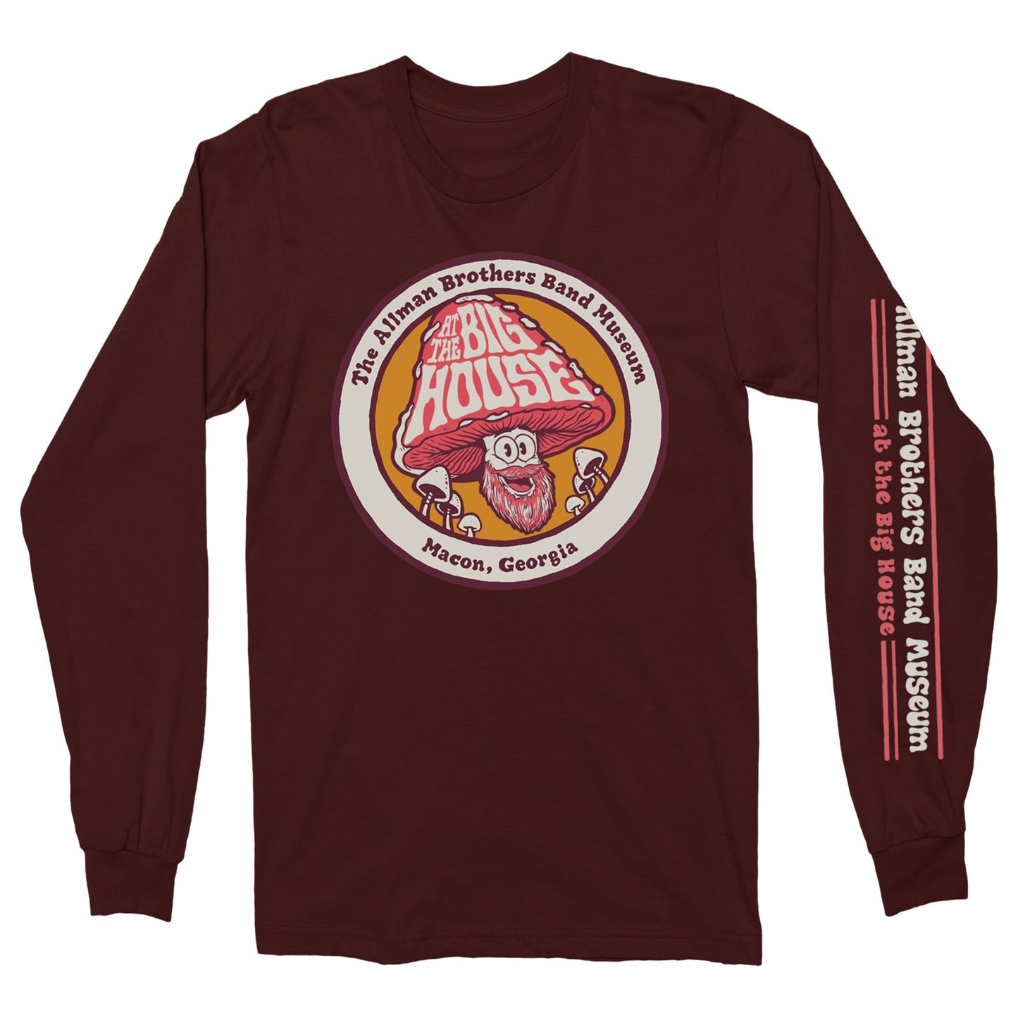 Big House Museum Shroom Dude Long Sleeve Maroon